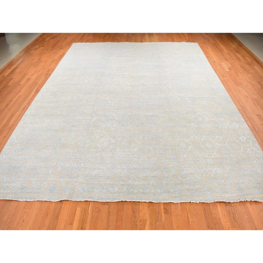 Transitional Wool & Silk Hand Knotted Rug Brown No Border 11.10X15.0 -O087663