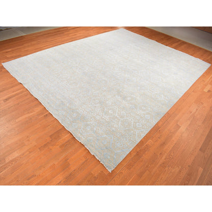 Transitional Wool & Silk Hand Knotted Rug Brown No Border 11.10X15.0 -O087663
