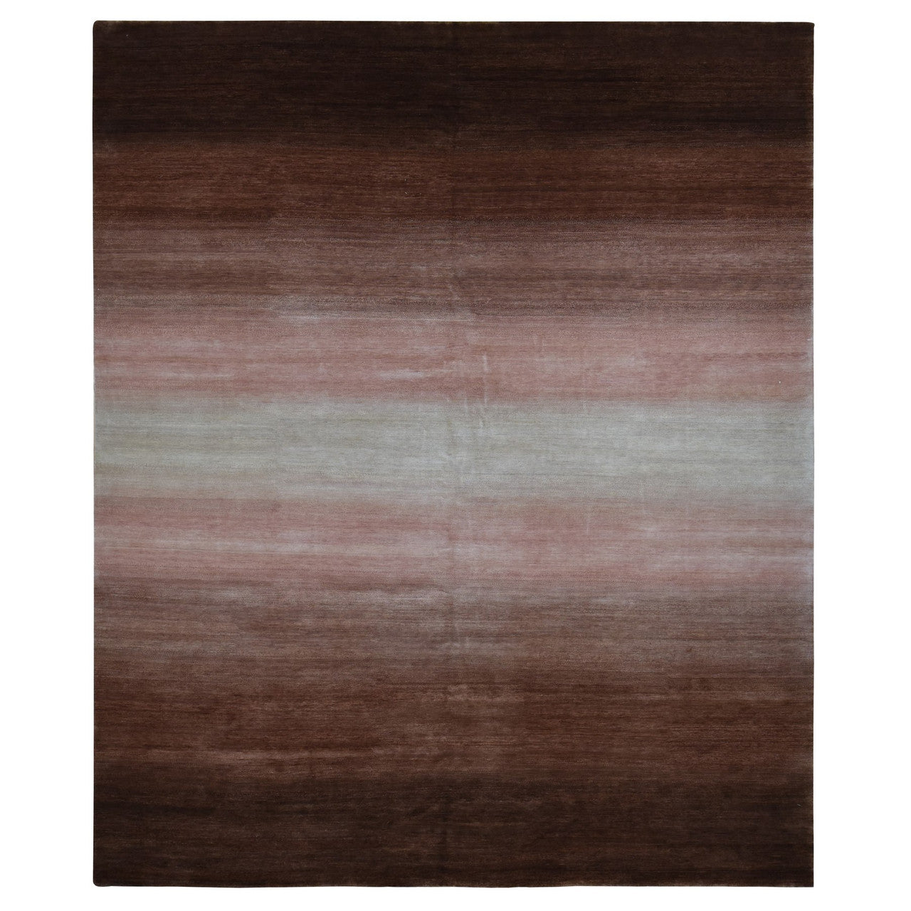 Brown 12'4" x 15'0" Modern and Contemporary Hand knotted Wool Rug - Sku: O087664