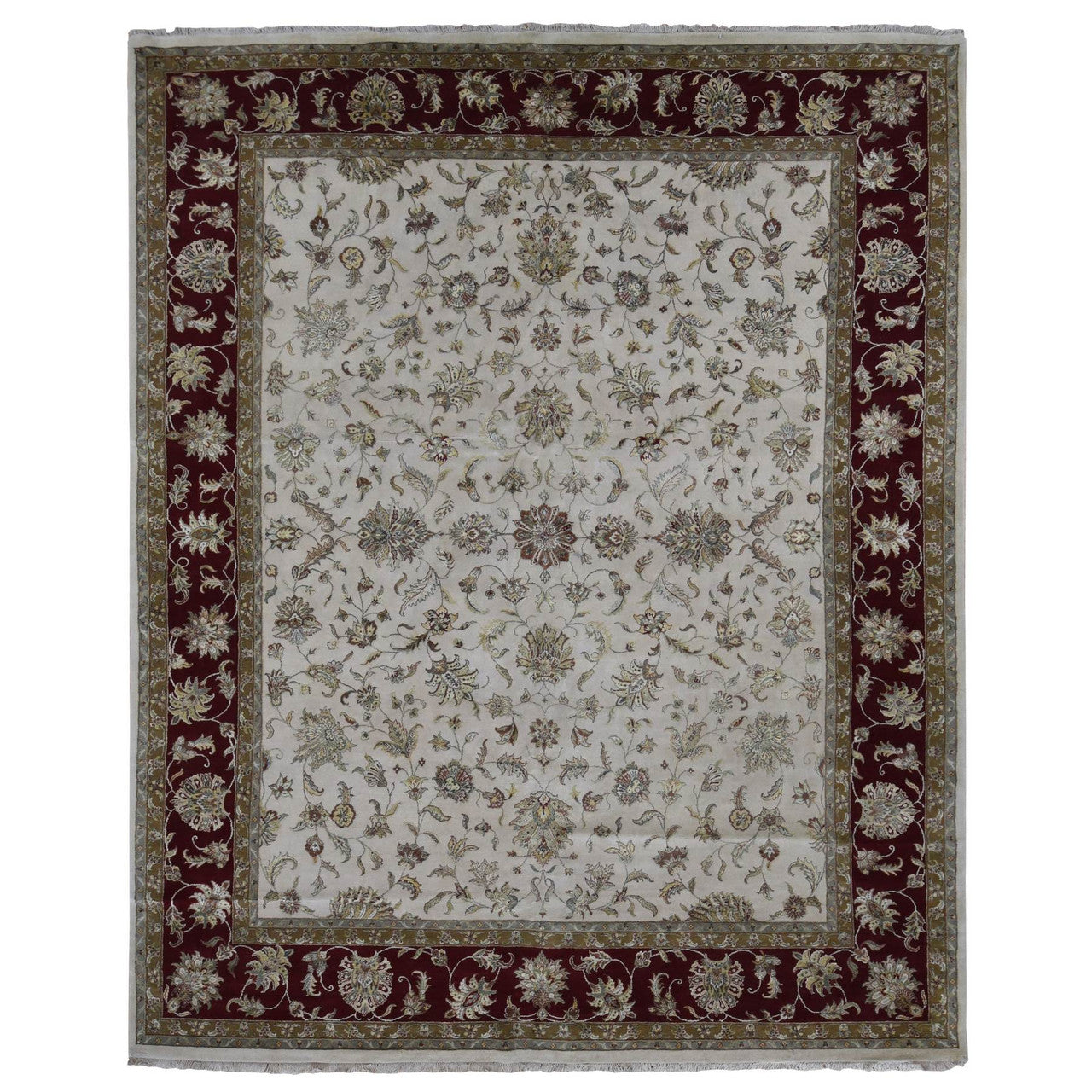 Ivory 12'0" x 15'3" Rajasthan Hand knotted Wool/Silk Rug - Sku: O087665