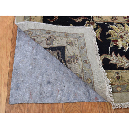 Rajasthan Wool & Silk Hand Knotted Rug Ivory Black 12.0X18.2 -O087666