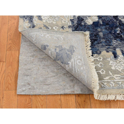 Transitional Wool & Silk Hand Knotted Rug Blue No Border 12.0X14.9 -O087667
