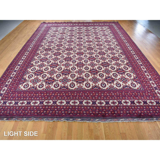 Tribal & Geometric Wool Hand Knotted Rug Ivory Ivory 13.0X19.4 -O087670