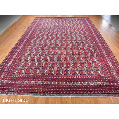 Tribal & Geometric Wool Hand Knotted Rug Red Ivory 12.10X19.7 -O087671