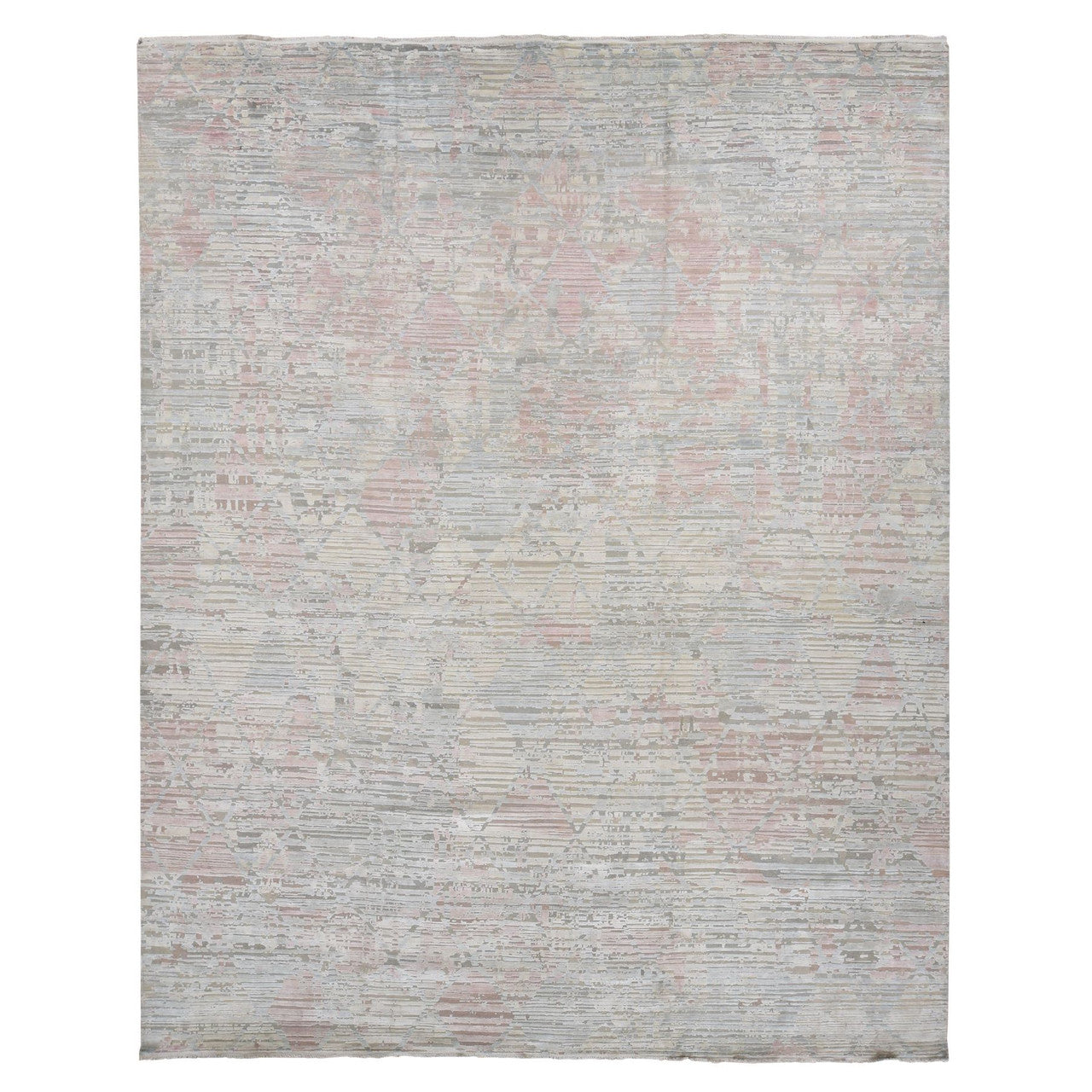 Ivory 12'0" x 15'3" Modern and Contemporary Hand knotted Wool/Silk Rug - Sku: O087674