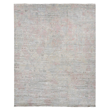 Modern and Contemporary Wool & Silk Hand Knotted Rug Ivory No Border 12.0X15.3 -O087674