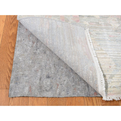 Modern and Contemporary Wool & Silk Hand Knotted Rug Ivory No Border 12.0X15.3 -O087674