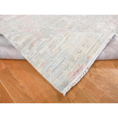 Modern and Contemporary Wool & Silk Hand Knotted Rug Ivory No Border 12.0X15.3 -O087674