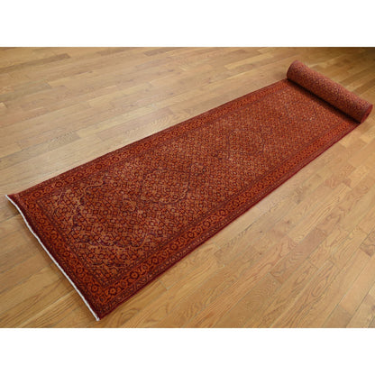 Fine Oriental Wool & Silk Hand Knotted Rug Orange Orange 2.8X16.0 -O087678
