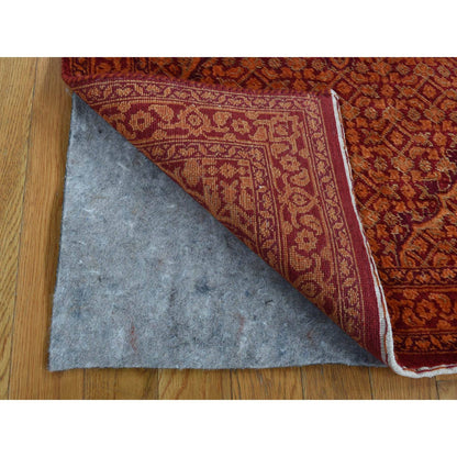 Fine Oriental Wool & Silk Hand Knotted Rug Orange Orange 2.8X16.0 -O087678