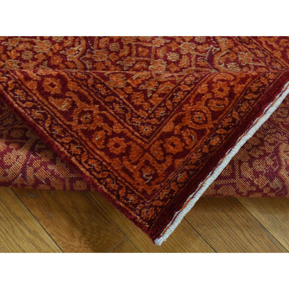 Fine Oriental Wool & Silk Hand Knotted Rug Orange Orange 2.8X16.0 -O087678