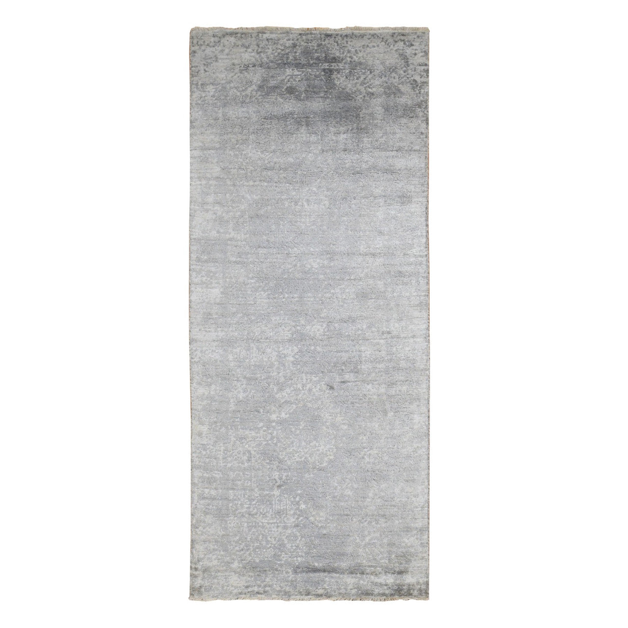 Gray 4'0" x 9'8" Transitional Hand knotted Wool/Silk Rug - Sku: O087679