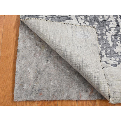 Modern and Contemporary Wool & Silk Hand Knotted Rug Grey No Border 4.2X13.1 -O087680