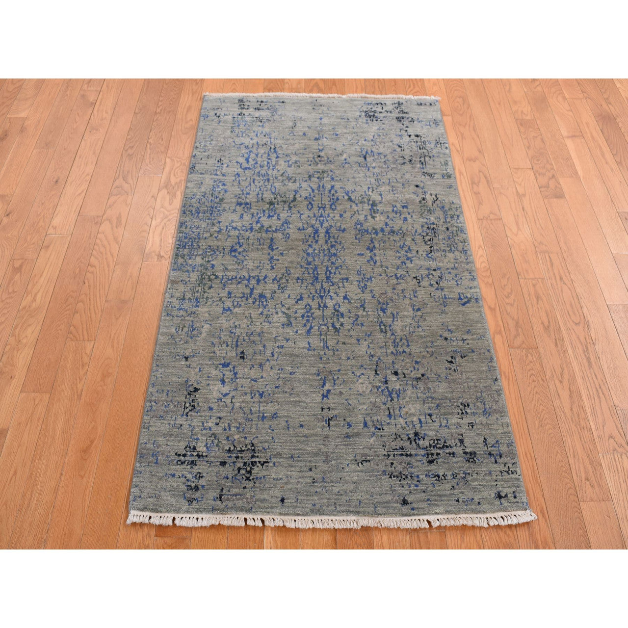 Modern and Contemporary Wool & Silk Hand Knotted Rug Grey No Border 3.1X5.0 -O087682