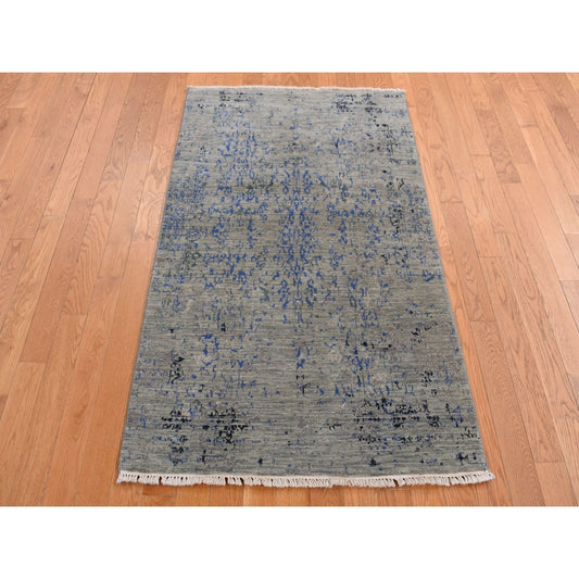 Modern and Contemporary Wool & Silk Hand Knotted Rug Grey No Border 3.1X5.0 -O087682