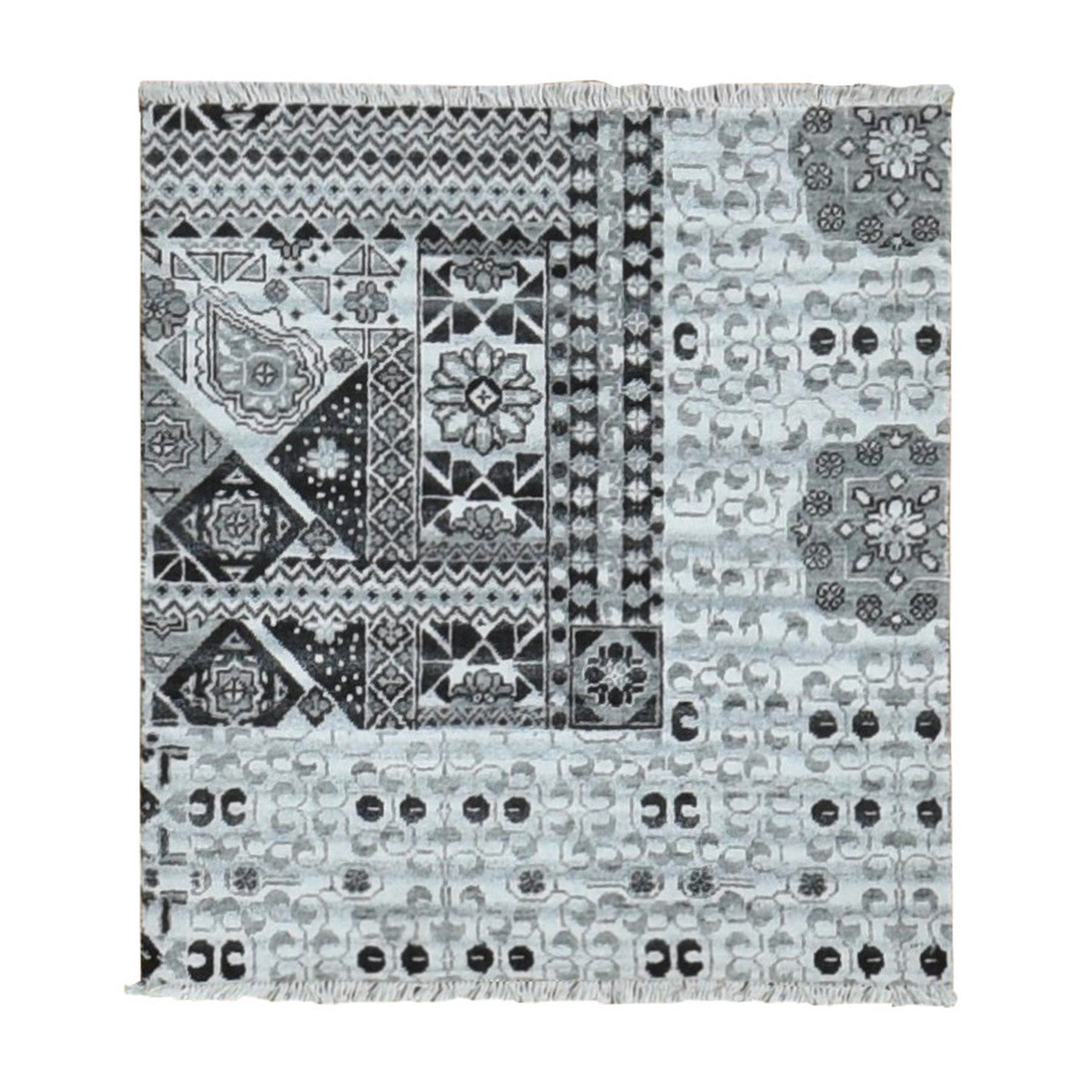 Gray 2'8" x 3'0" Mamluk Hand knotted Wool Rug - Sku: O087686