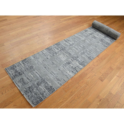 Modern and Contemporary Wool Hand Knotted Rug Grey No Border 2.6X17.10 -O087687