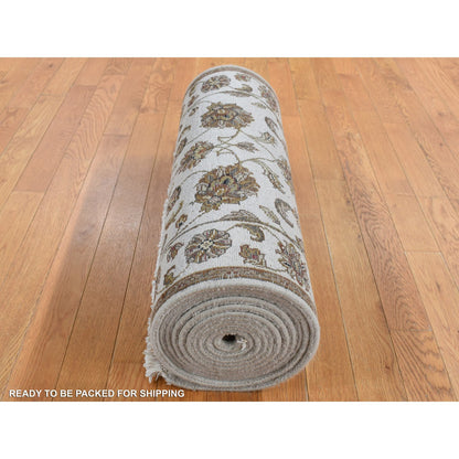 Rajasthan Wool & Silk Hand Knotted Rug Ivory 2.7x16.0 -O087694