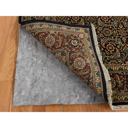 Fine Oriental Wool Hand Knotted Rug Black Red 4.2X19.10 -O087695