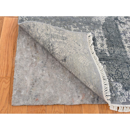 Transitional Wool & Pure Silk Hand Knotted Rug Grey No Border 7.10X10.0 -O087698