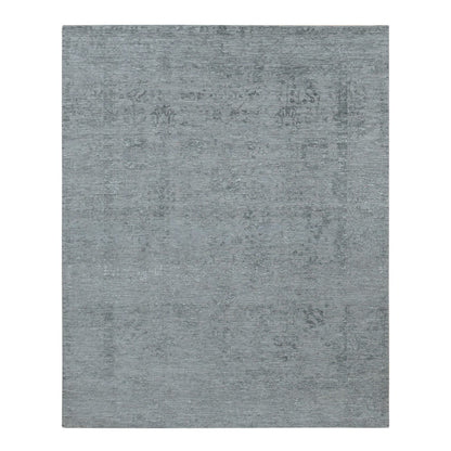 Transitional Wool & Silk Hand Knotted Rug Grey No Border 8.0X10.0 -O087699