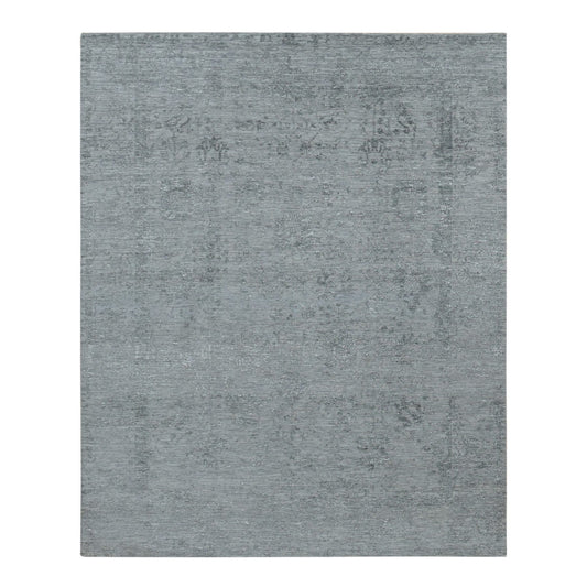 Transitional Wool & Silk Hand Knotted Rug Grey No Border 8.0X10.0 -O087699