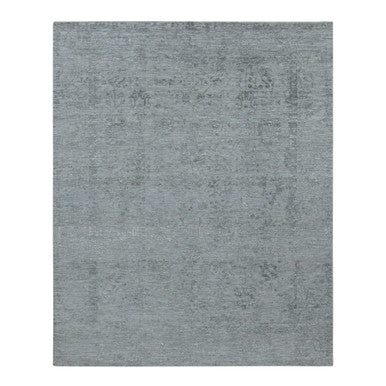 Transitional Wool & Silk Hand Knotted Rug Grey No Border 8.0X10.0 -O087699