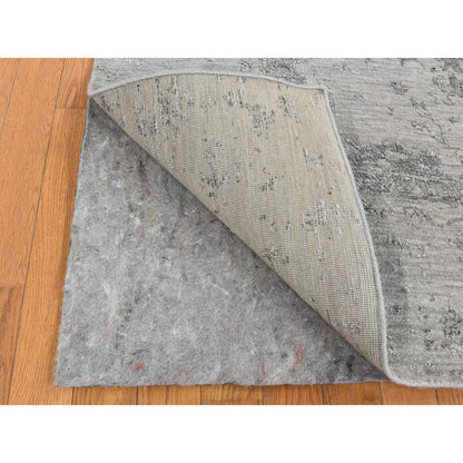 Transitional Wool & Silk Hand Knotted Rug Grey No Border 8.0X10.0 -O087699