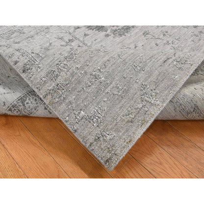 Transitional Wool & Silk Hand Knotted Rug Grey No Border 8.0X10.0 -O087699
