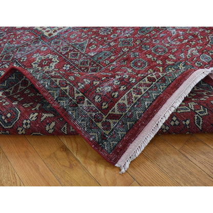 Overdyed & Vintage Worn Wool Hand Knotted Rug Red Red 9.0X12.0 -O087700
