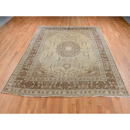 Antique Wool Hand Knotted Rug Brown Brown 9.2X12.5 -O087701