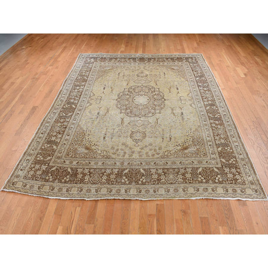 Antique Wool Hand Knotted Rug Brown Brown 9.2X12.5 -O087701