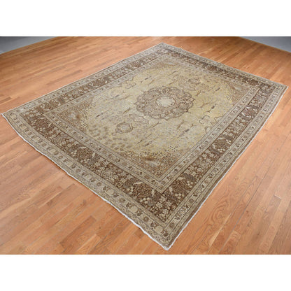Antique Wool Hand Knotted Rug Brown Brown 9.2X12.5 -O087701