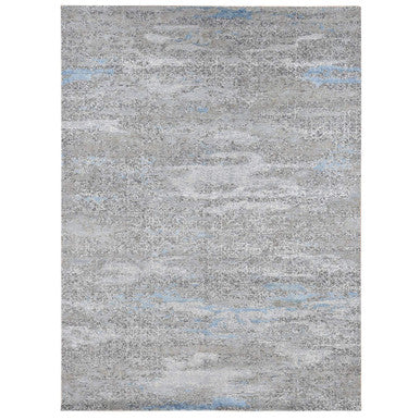 Modern and Contemporary Wool & Silk Hand Knotted Rug Grey No Border 9.0X12.3 -O087703