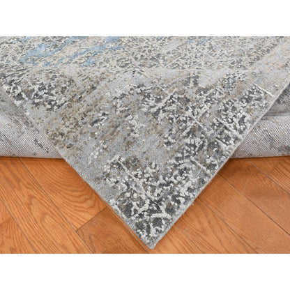 Modern and Contemporary Wool & Silk Hand Knotted Rug Grey No Border 9.0X12.3 -O087703