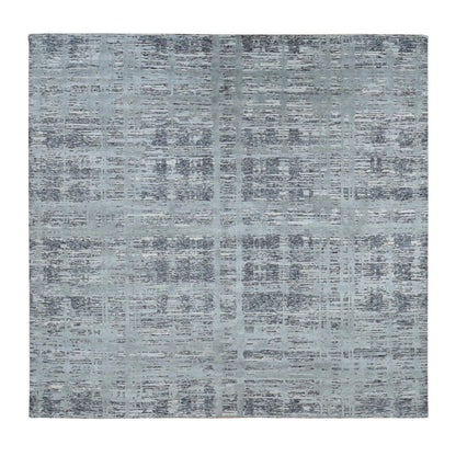 Modern and Contemporary Wool Hand Knotted Rug Grey No Border 10.1X10.1 -O087705
