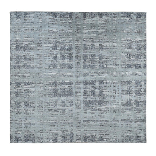 Modern and Contemporary Wool Hand Knotted Rug Grey No Border 10.1X10.1 -O087705
