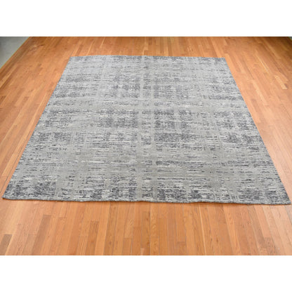 Modern and Contemporary Wool Hand Knotted Rug Grey No Border 10.1X10.1 -O087705