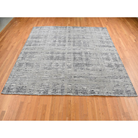 Modern and Contemporary Wool Hand Knotted Rug Grey No Border 10.1X10.1 -O087705