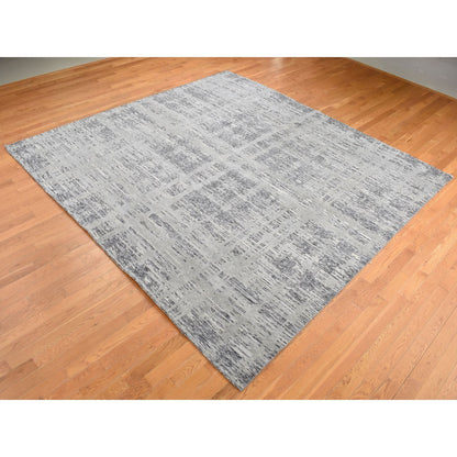 Modern and Contemporary Wool Hand Knotted Rug Grey No Border 10.1X10.1 -O087705