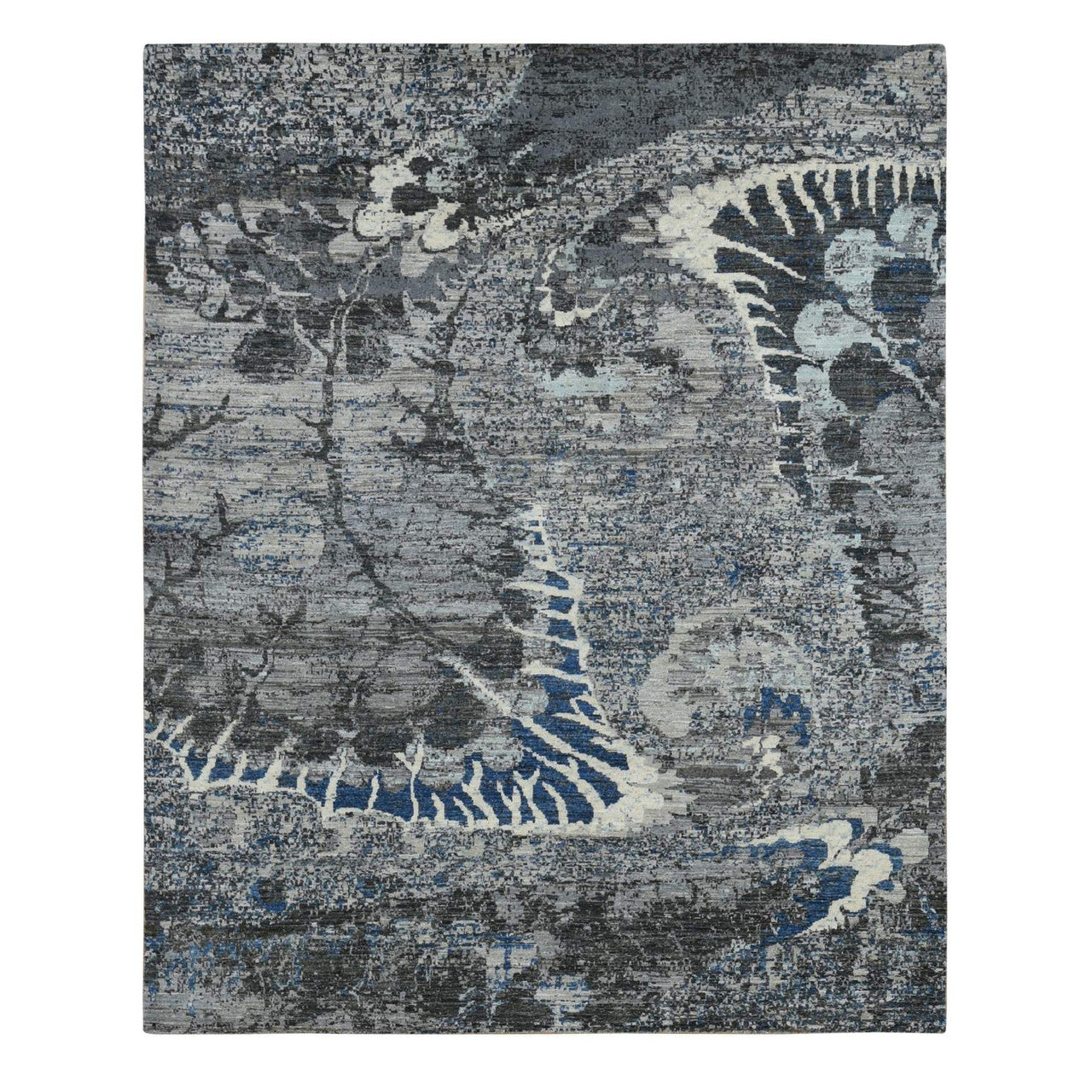 Gray 8'1" x 10'1" Modern and Contemporary Hand knotted Wool Rug - Sku: O087706