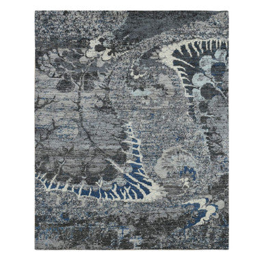 Modern and Contemporary Wool Hand Knotted Rug Grey No Border 8.1X10.1 -O087706