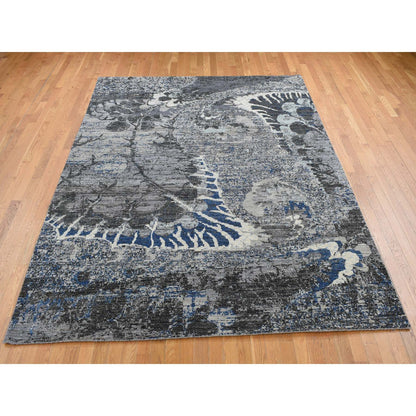 Modern and Contemporary Wool Hand Knotted Rug Grey No Border 8.1X10.1 -O087706