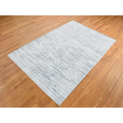Modern and Contemporary Wool Hand Knotted Rug Ivory No Border 10.0X14.0 -O087708
