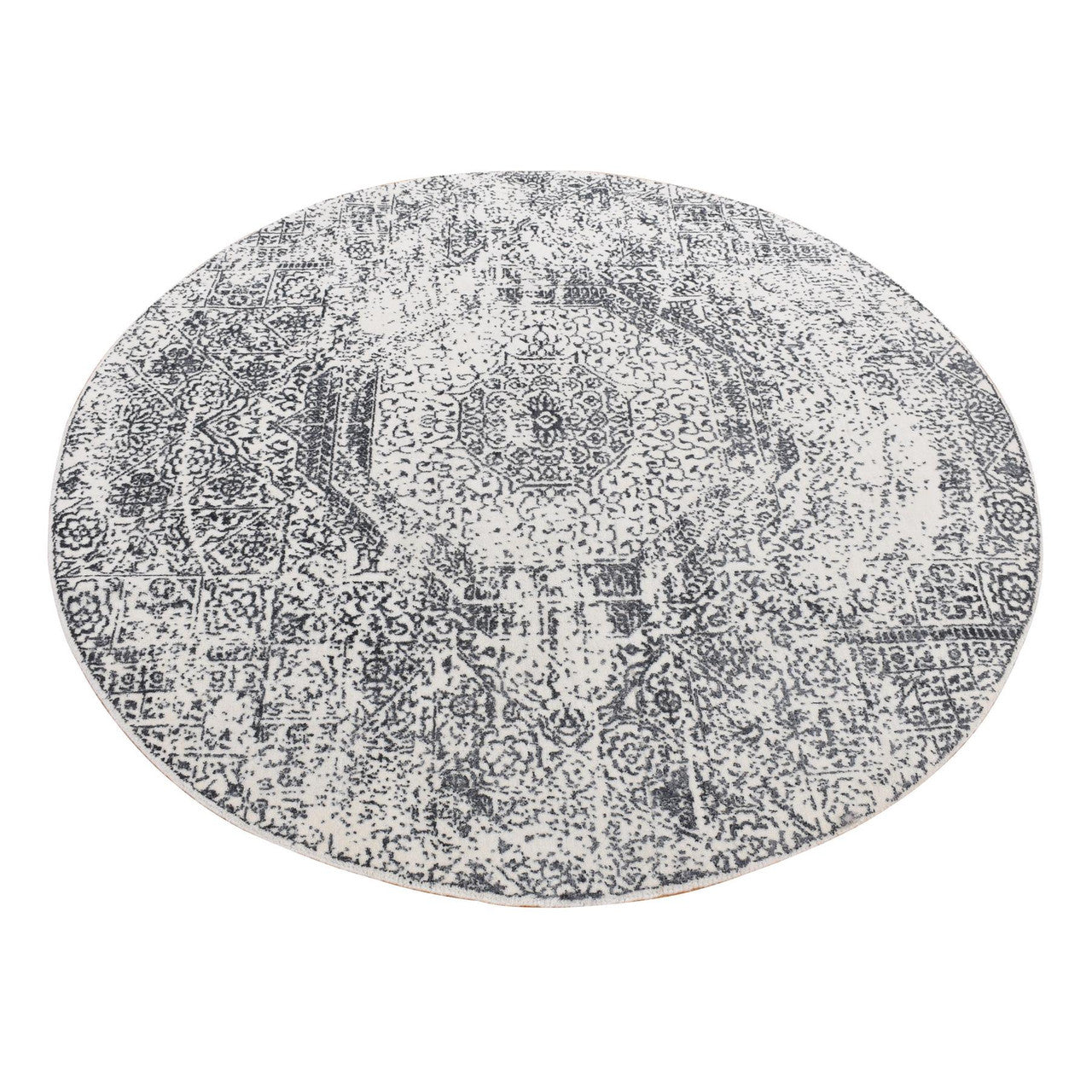 Ivory 6'0" x 6'0" Transitional Handloom Wool Rug - Sku: O087714