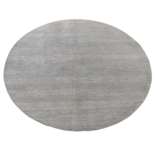 Modern and Contemporary Wool & Silk Hand Knotted Rug Grey No Border 6.0X6.0 -O087717