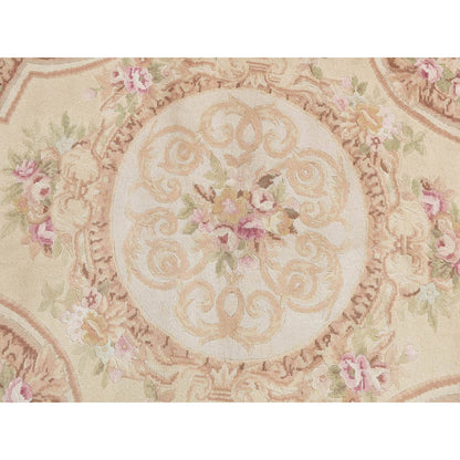 Fine Oriental Wool Hand Knotted Rug Ivory Green 6.0X6.0 -O087719