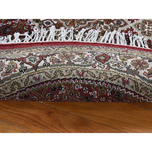 Fine Oriental Wool Hand Knotted Rug Red Ivory 4.1X4.1 -O087720