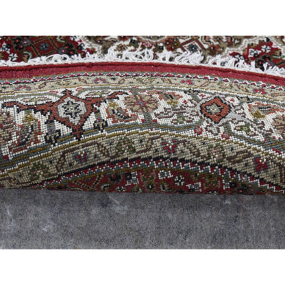 Fine Oriental Wool Hand Knotted Rug Red Ivory 4.1X4.1 -O087721