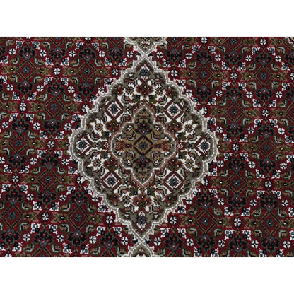 Fine Oriental Wool Hand Knotted Rug Red Ivory 4.1X4.1 -O087721